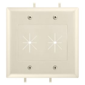 Cmple - Two-Gang Wall Plate, 2 Gang Low-Voltage Cable Plate with Flexible Opening Pass-Through Insert Wall Plate Holds up to 12 cables - Lite Almond