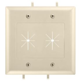DataComm 45-0015-IV Two-Gang Low-Voltage Cable Plate With Flexible Opening - Ivory