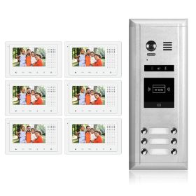 Intercom System for Apartment | 6 Apartment Video Doorbell | 2 Wire Buzzer System, 6 Monitors 4.3inch - DK43361S/ID