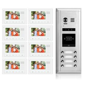 Intercom System for Apartment | 8 Apartment Video Doorbell | 2 Wire Buzzer System, 8 Monitors 4.3inch - DK43381S/ID