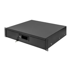 Cmple â€“ 2U Rack Mount Drawer - 14inch Deep Steel Storage Rack Drawer for 19inch AV / Server / Network Equipment Rack or Cabinet, Lockable â€“ Black