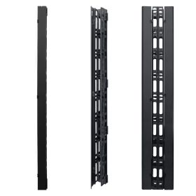 Wavenet â€“ 74â€ High Doubleâ€Sided Vertical Cable Manager with Hinged Cover for 45U or Larger 2â€Post and 4â€Post Racks, Metal â€“ Black