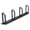 Wavenet â€“ 1U 19inch Cable Management Panel, 4 D-Ring Cable Manager Organizer for Bracket, Cabinet, or Rack Mountable, Steel â€“ Black