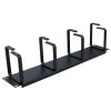 Wavenet â€“ 2U 19inch Cable Management Panel, 4 D-Ring Cable Manager Organizer for Bracket, Cabinet, or Rack Mountable, Steel â€“ Black