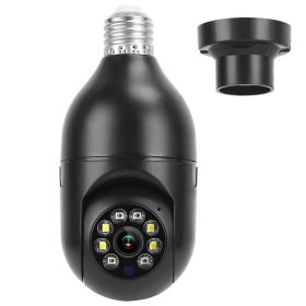 E27 WiFi Bulb Camera 1080P FHD WiFi IP Pan Tilt Security Surveillance Camera with Two-Way Audio Night Vision Motion Detection Function APP Contro (Color: Black, size: One size)